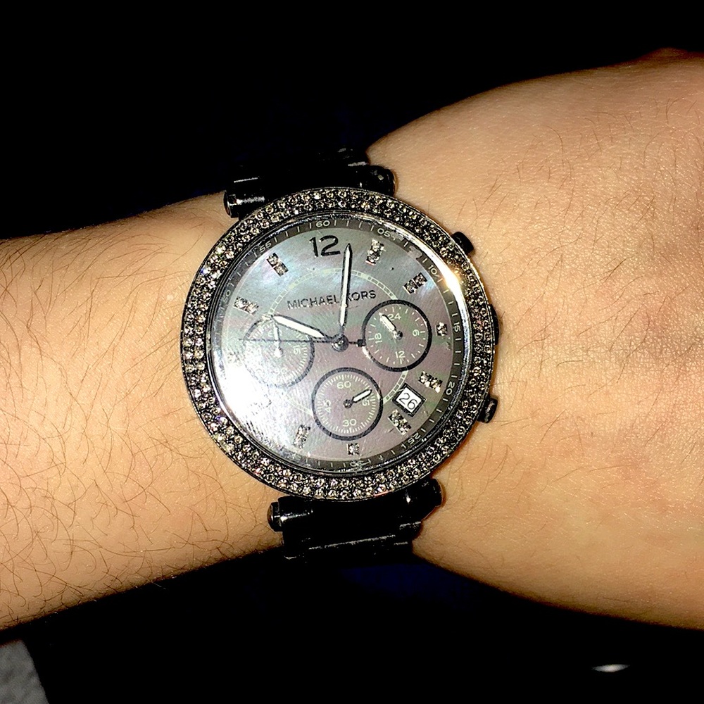 Michael Kor’s Grey Mother Of Pearl Watch